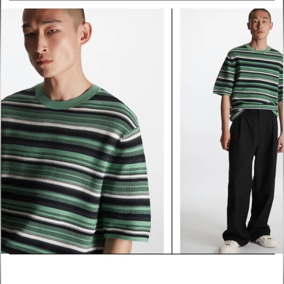 COS Jacquard Knit Cotton Stripe T-Shirt S - Picture 2 of 11